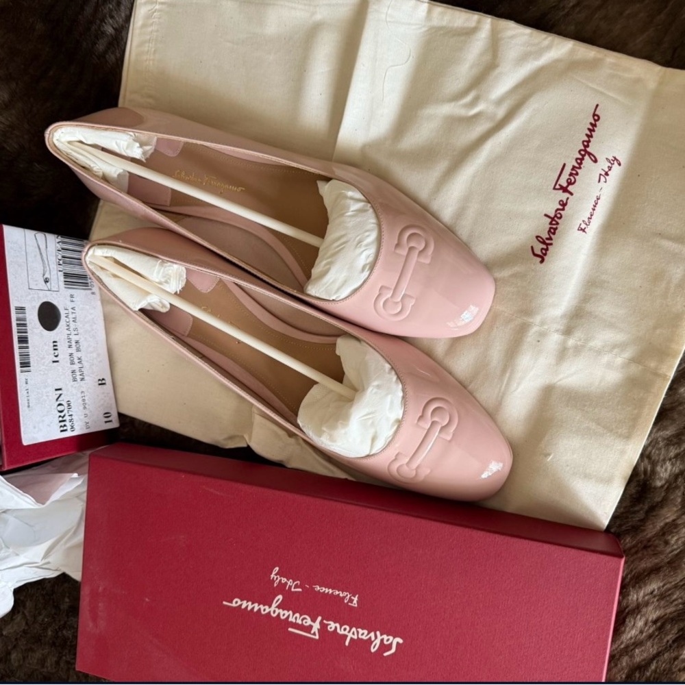 Salvatore Ferragamo Blush Pink Flat Patent Shoes